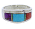 Multicolor Inlay Southwest Sterling Silver Ring Size 6-3/4 EX50984